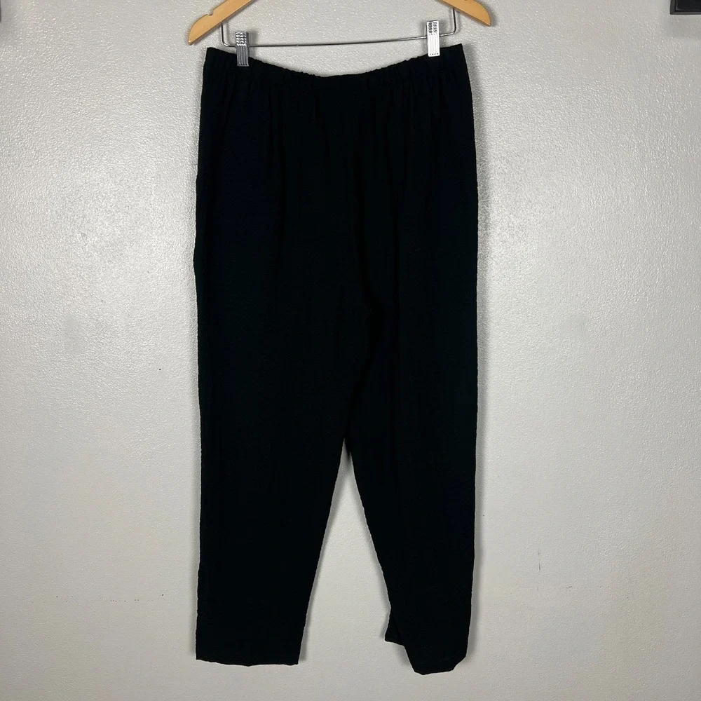 Habitat Ruched Ankle Pants Women Medium Black Solid Travel Stretch Office Career